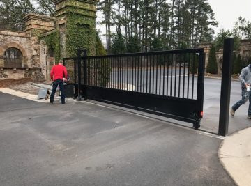 Wrought iron metal driveway gate