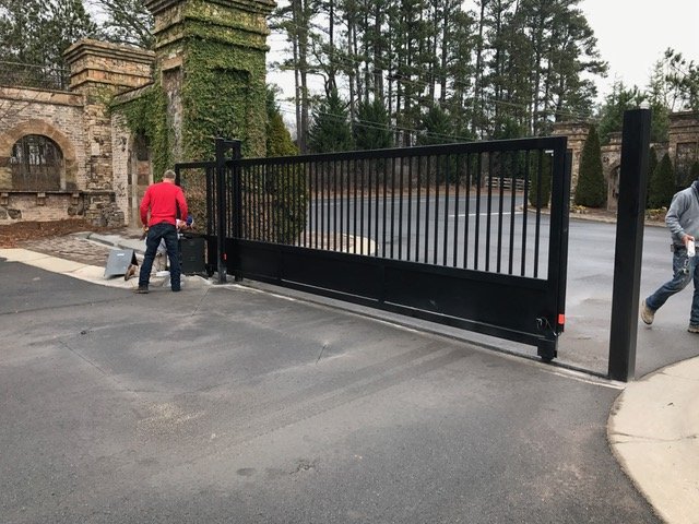 Wrought iron metal driveway gate