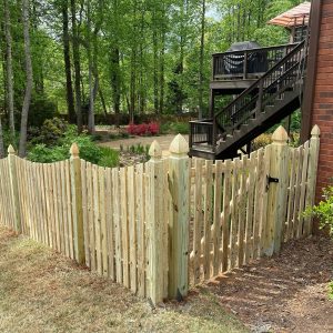 Wood Picket Fence With Gothic Posts